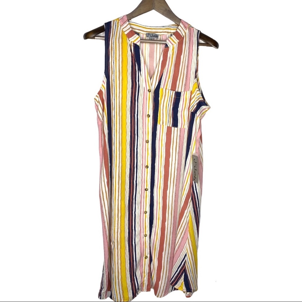 J for Justify Striped V-neck Sleeveless Dress Size 1X NWT